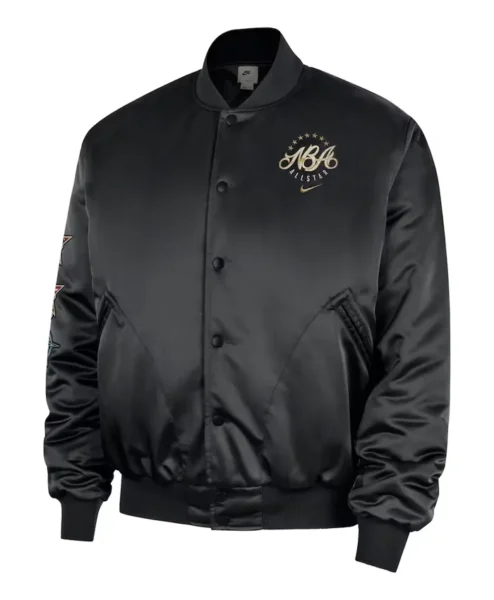 Nike NBA All Star 2026 Black Satin Varsity Jacket
