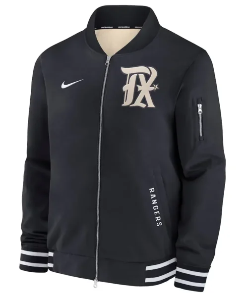 Nike Texas Rangers City Connect Black Bomber Jacket
