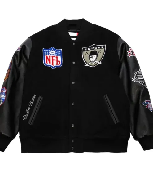 Oakland Raiders Blackout Vintage Varsity Jacket.webp