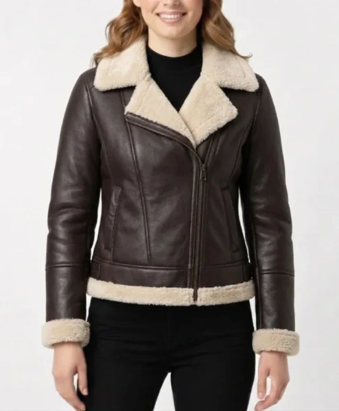 Cameron Shearling Fur Dark Brown Jacket