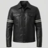 Orvyn Black Leather Trucker Jacket