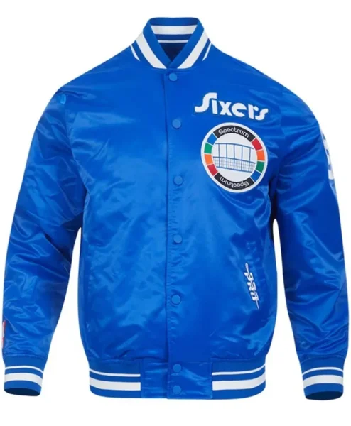 Philadelphia 76ERS City Edition 24 25 Rib Blue Satin Jacket