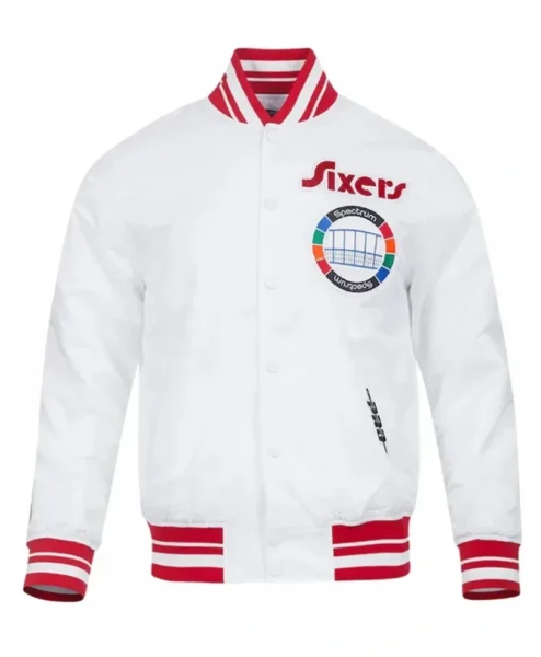 Philadelphia 76ERS City Edition 24 25 Rib White Satin Jacket