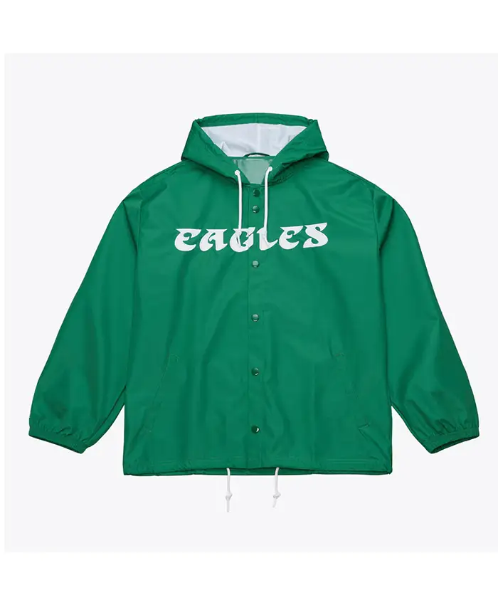 Philadelphia Eagles Coaches Green Windbreaker Hooded Jacket.webp