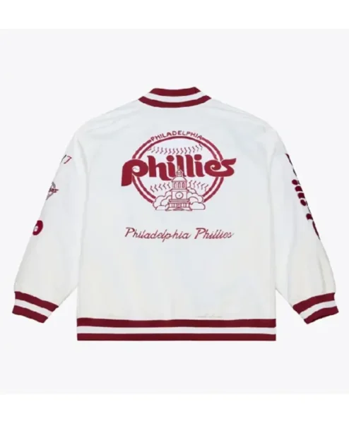 Philadelphia Phillies Arctic Full Snap Lightweight Satin White Starter Jacket Back