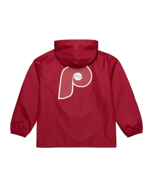 Philadelphia Phillies Coaches Red Windbreaker Hooded Jacket For Sale.webp