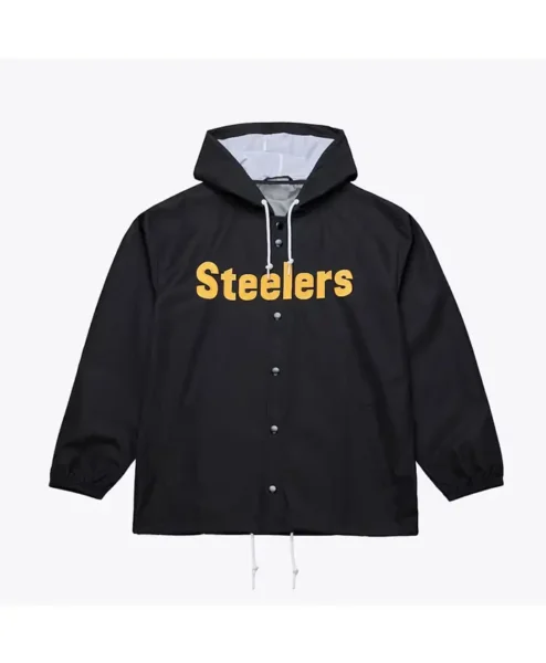 Pittsburgh Steelers Coaches Black Windbreaker Hooded Jacket.webp