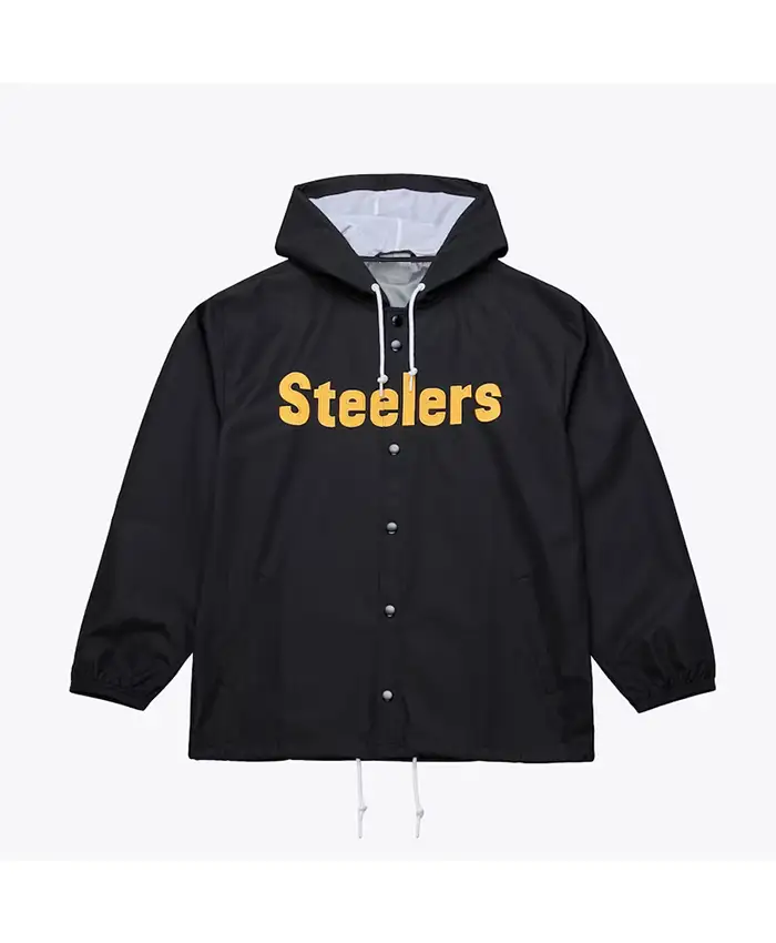 Pittsburgh Steelers Coaches Black Windbreaker Hooded Jacket.webp