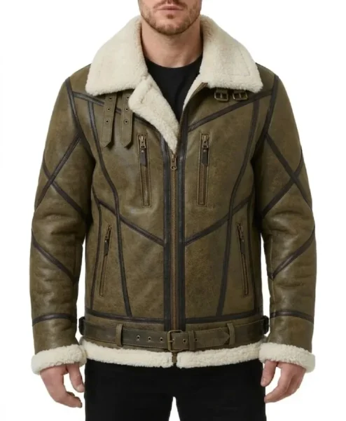 Xavier B3 Distress Brown RAF Genuine Fur Bomber Jacket