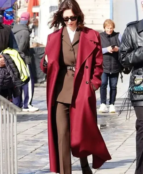 Rebecca Hall The Beauty Maroon Trench Coat.webp