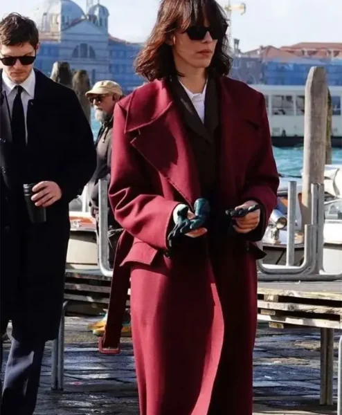 Rebecca Hall The Beauty Maroon Trench Coat For Sale.webp