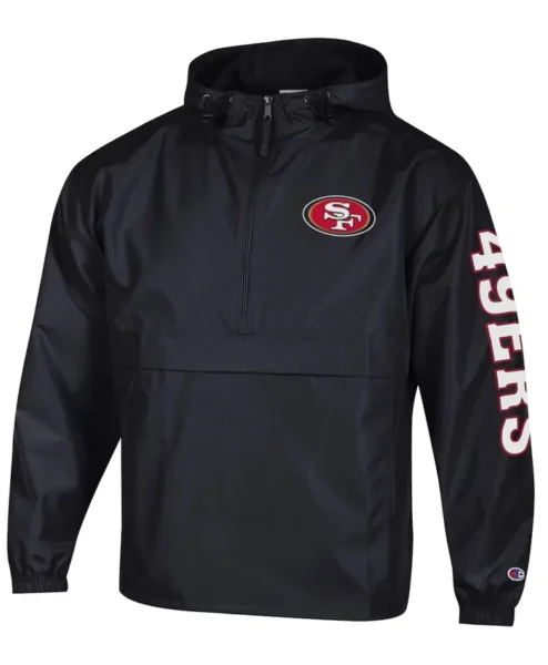 San Francisco 49ers Champion Black Packable Hooded Jacket