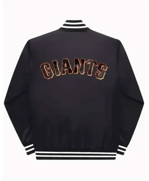San Francisco Giants Black Satin Starter Varsity Jacket Back