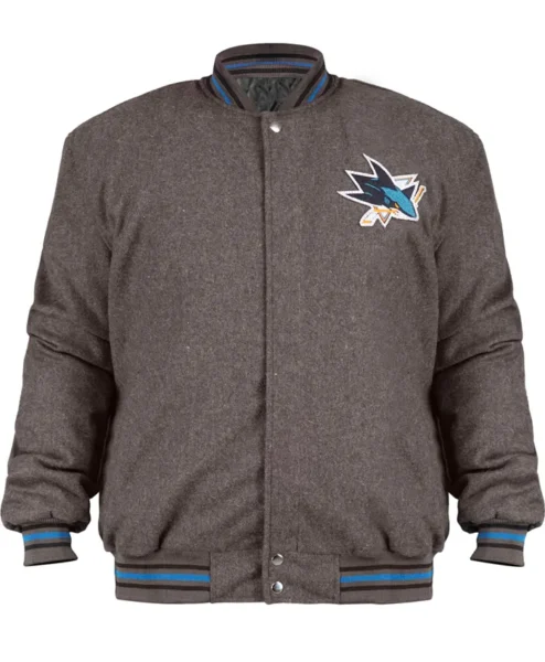 San Jose Sharks Gray Varsity Wool Jacket.webp