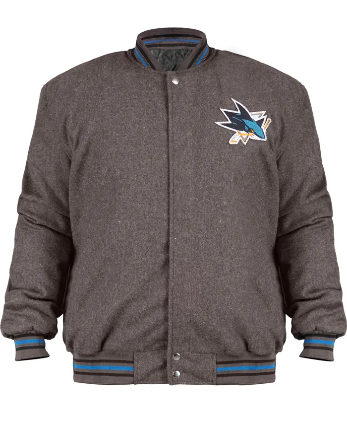 San Jose Sharks Gray Varsity Wool Jacket.webp