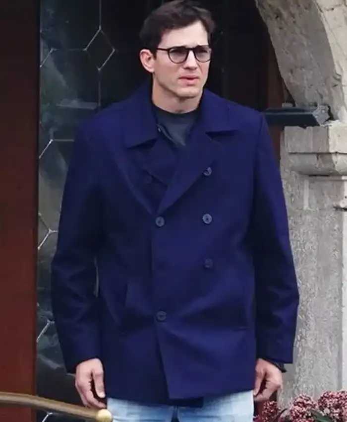 Shop Ashton Kutcher The Beauty Blue Peacoat.webp