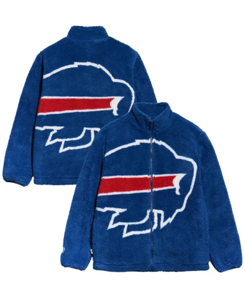 Shop Buffalo Bills Chalk Line Big Logo Full Zip Up Blue Sherpa Jacket.webp