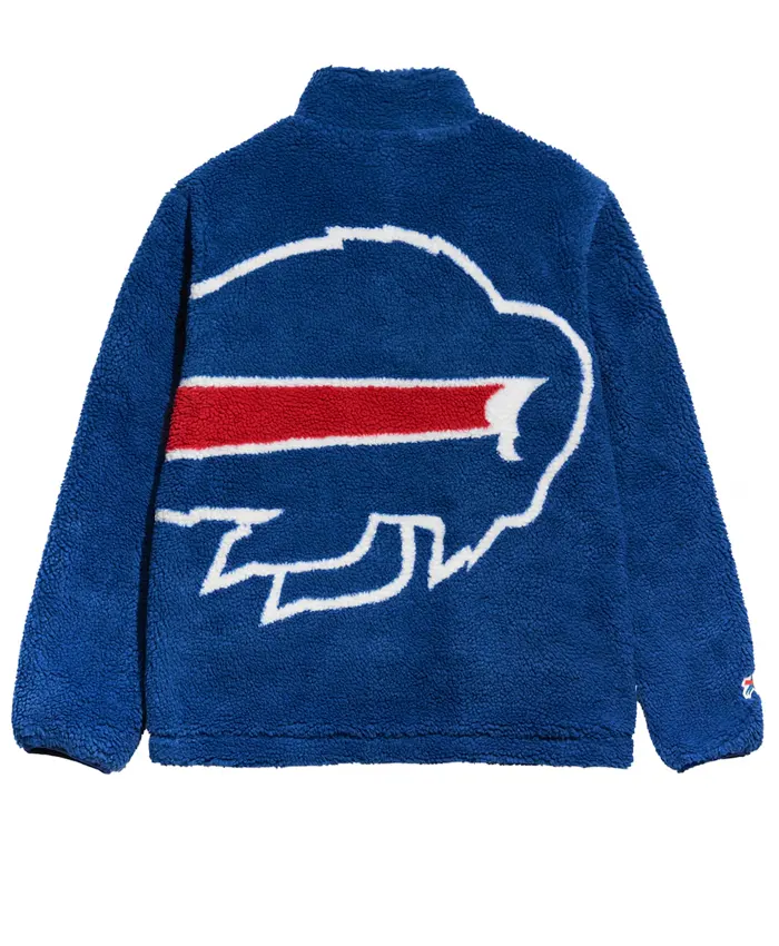 Shop Buffalo Bills Chalk Line Big Logo Full Zip Up Blue Sherpa Jacket Back.webp