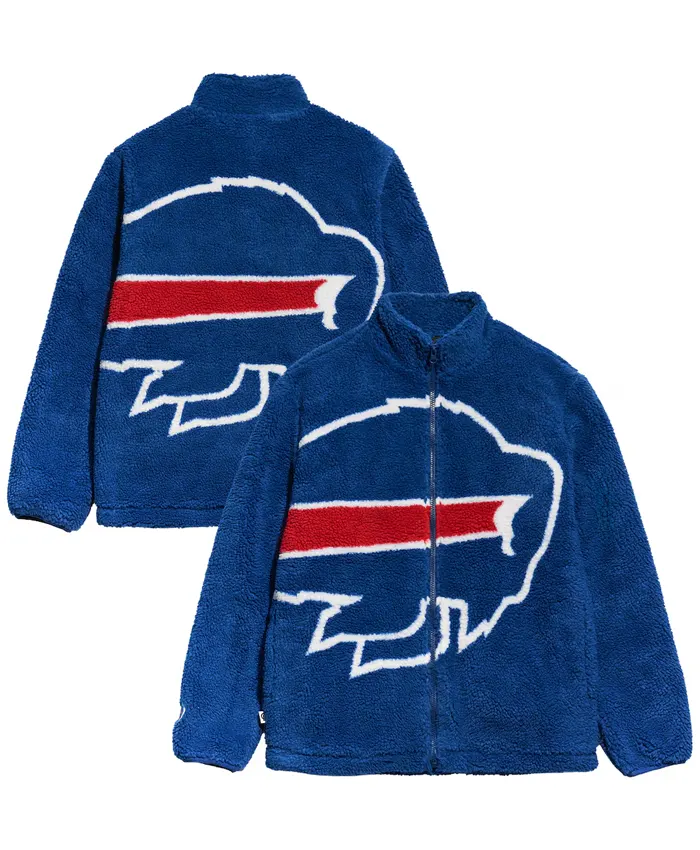 Shop Buffalo Bills Chalk Line Big Logo Full Zip Up Blue Sherpa Jacket.webp