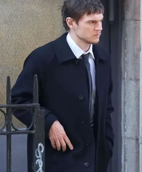 Shop Evan Peters The Beauty Black Wool Coat.webp