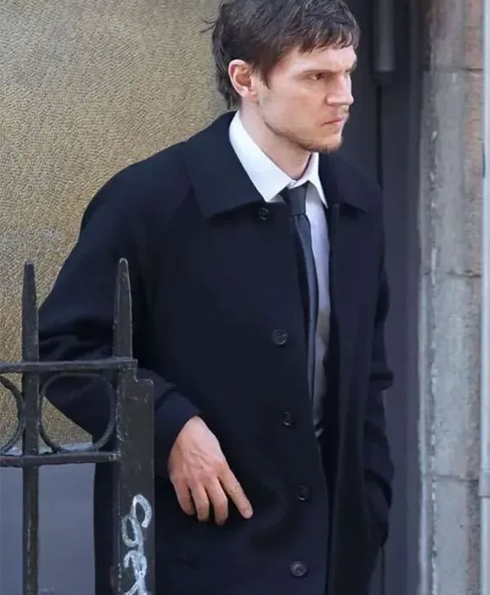 Shop Evan Peters The Beauty Black Wool Coat.webp
