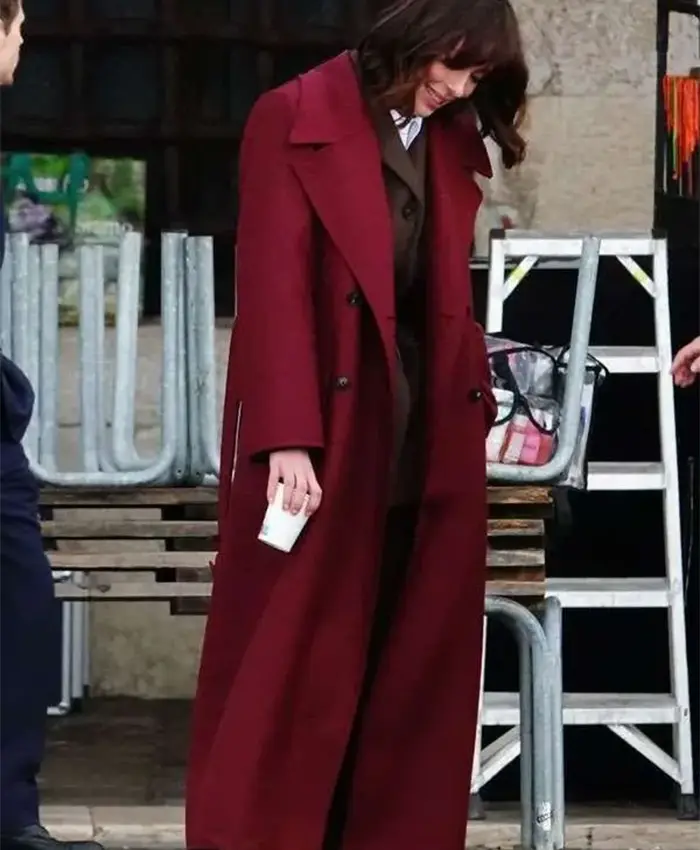 Shop Rebecca Hall The Beauty Maroon Trench Coat.webp
