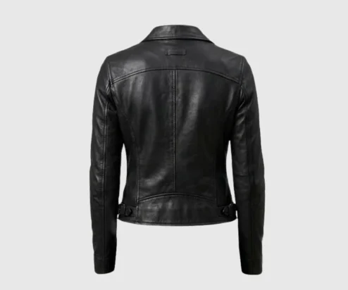 Shop Womens Black Biker Motorcycle Style Leather Jacket