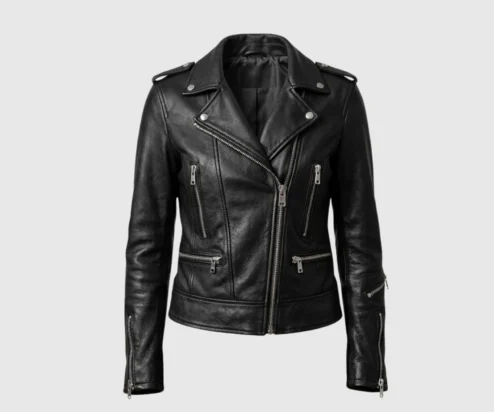 Shop Womens Black Cafe Racer Biker Leather Jacket