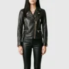 Shop Womens Black Fashion Biker Motorcycle Leather Jacket