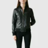 Shop Womens Black Leather Bomber Biker Jacket