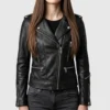 Shop Womens Black Leather Cafe Racer Biker Jacket