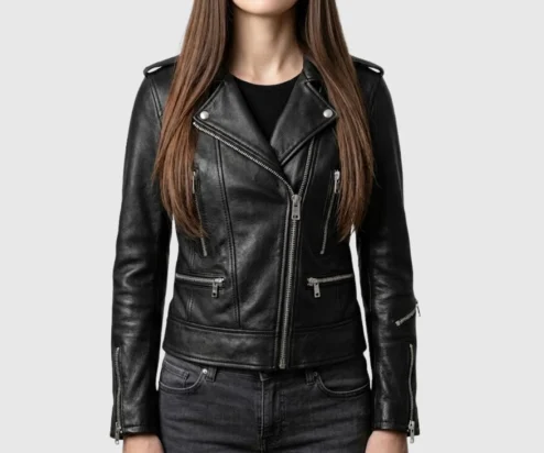 Shop Womens Black Leather Cafe Racer Biker Jacket