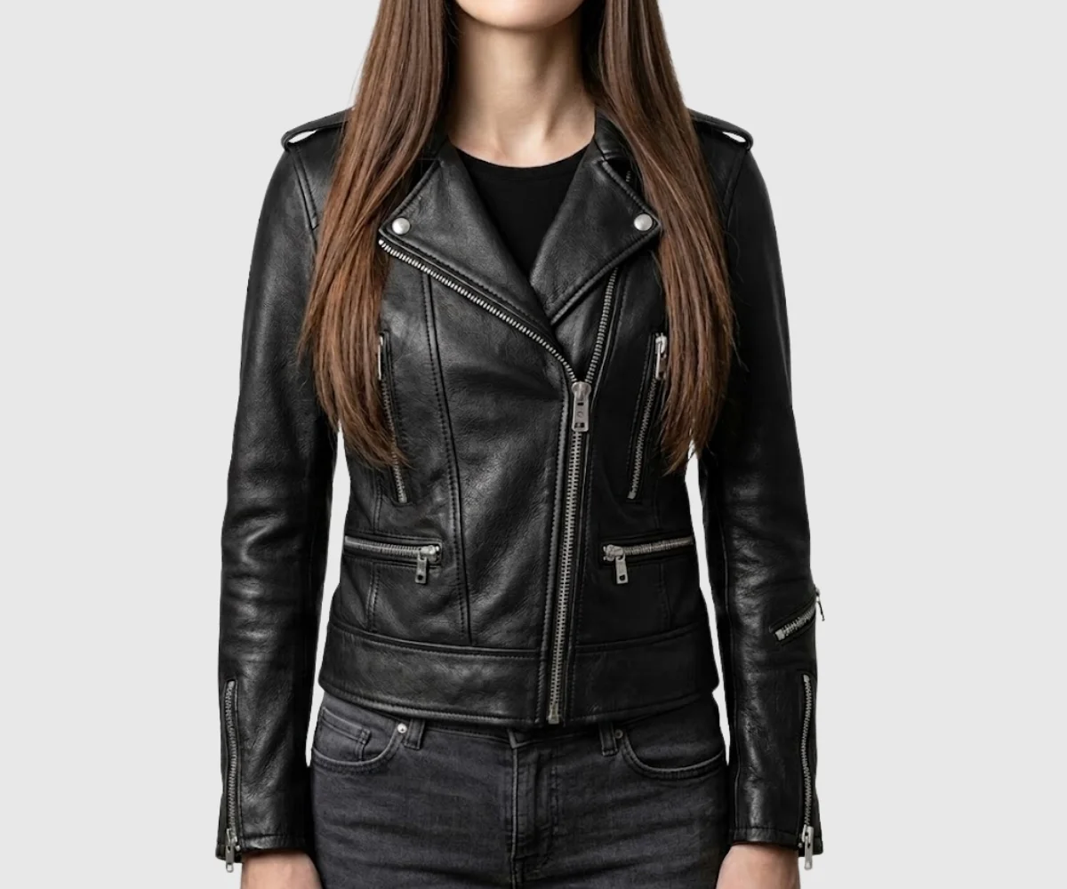 Shop Womens Black Leather Cafe Racer Biker Jacket