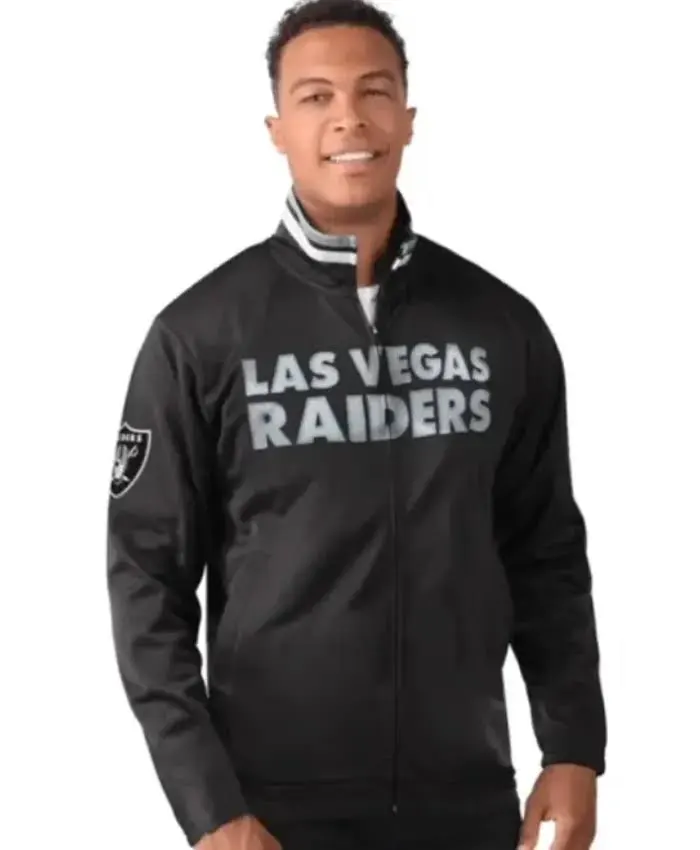 Stephanie Las Vegas Raiders Black Track Jacket.webp