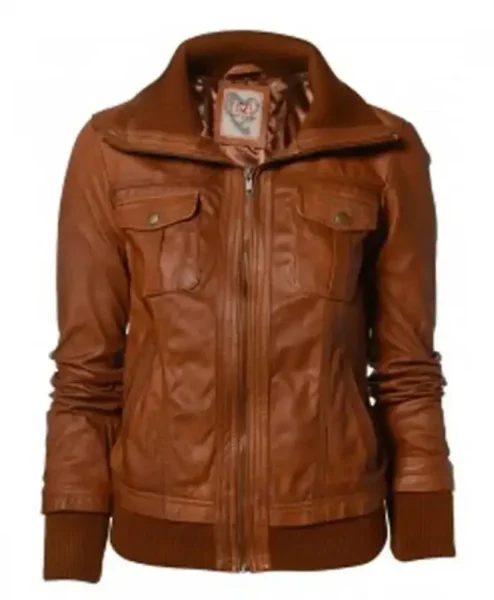 Super Mekway Women Bomber Leather Jacket