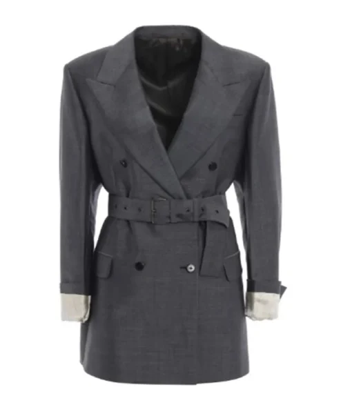 The Beauty S01 Rebecca Hall Grey Belted Blazer For Sale.webp