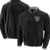 Trantow Las Vegas Raiders Black Wool Varsity Jacket.webp