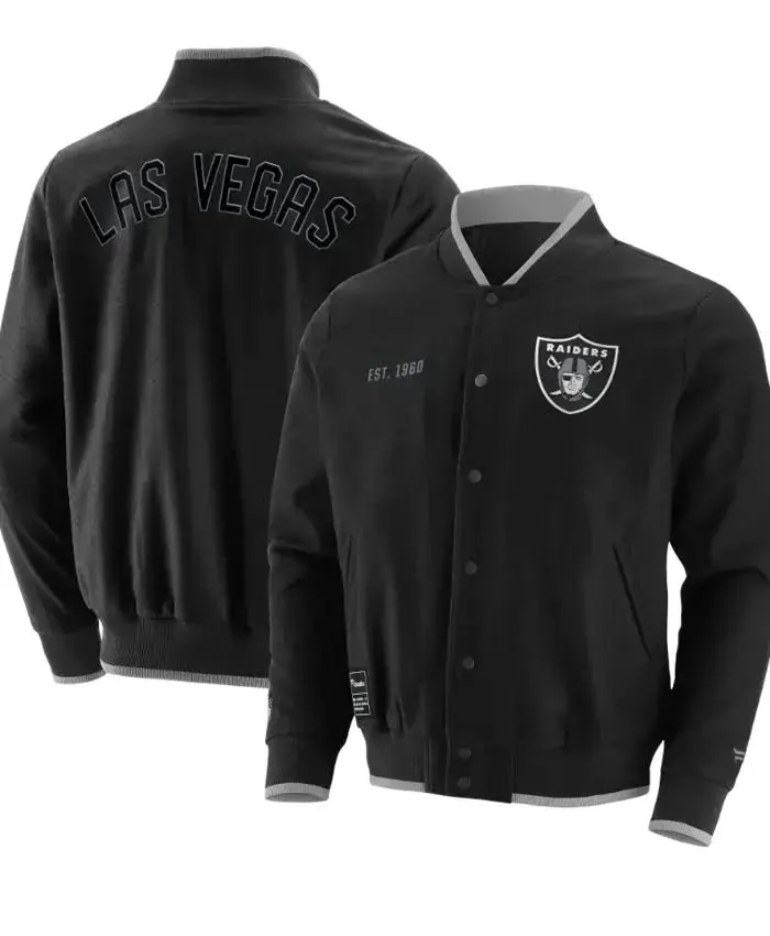 Trantow Las Vegas Raiders Black Wool Varsity Jacket.webp