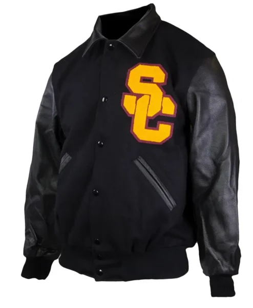 USC Trojans SC Interlock Black Varsity Jacket