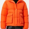 Zendaya The Drama 2026 Orange Puffer Jacket