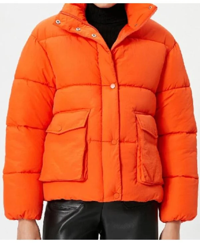 Zendaya The Drama 2026 Orange Puffer Jacket