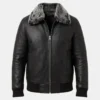 bradford bomber shearling black leather jacket
