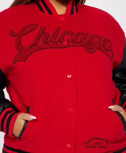red chicago town womens graffiti bomber jacket patched.webp