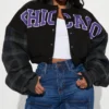 womens black chicago style cropped varsity jacket.webp