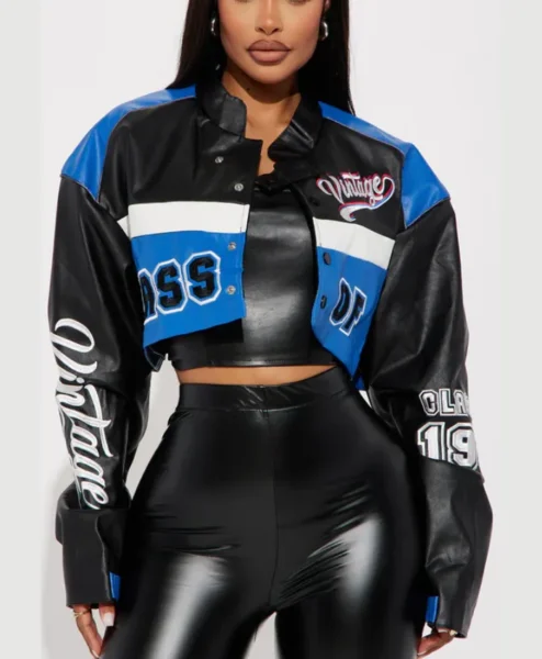womens blue cropped class of 87 varsity jacket main.webp