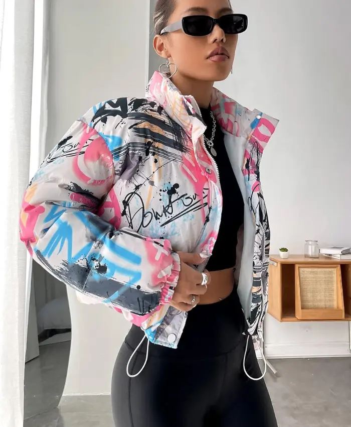 womens boxy fit puffer graffiti varsity jacket side.webp