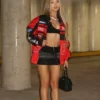 womens boxy fit red bomber jacket main.webp