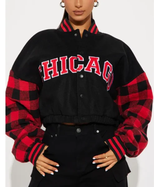 womens cropped black chicago varsity jacket Thir.webp