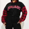 womens cropped black chicago varsity jacket main.webp