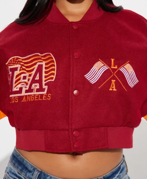 womens cropped boxy fit graffiti varsity jacket buttoned.webp